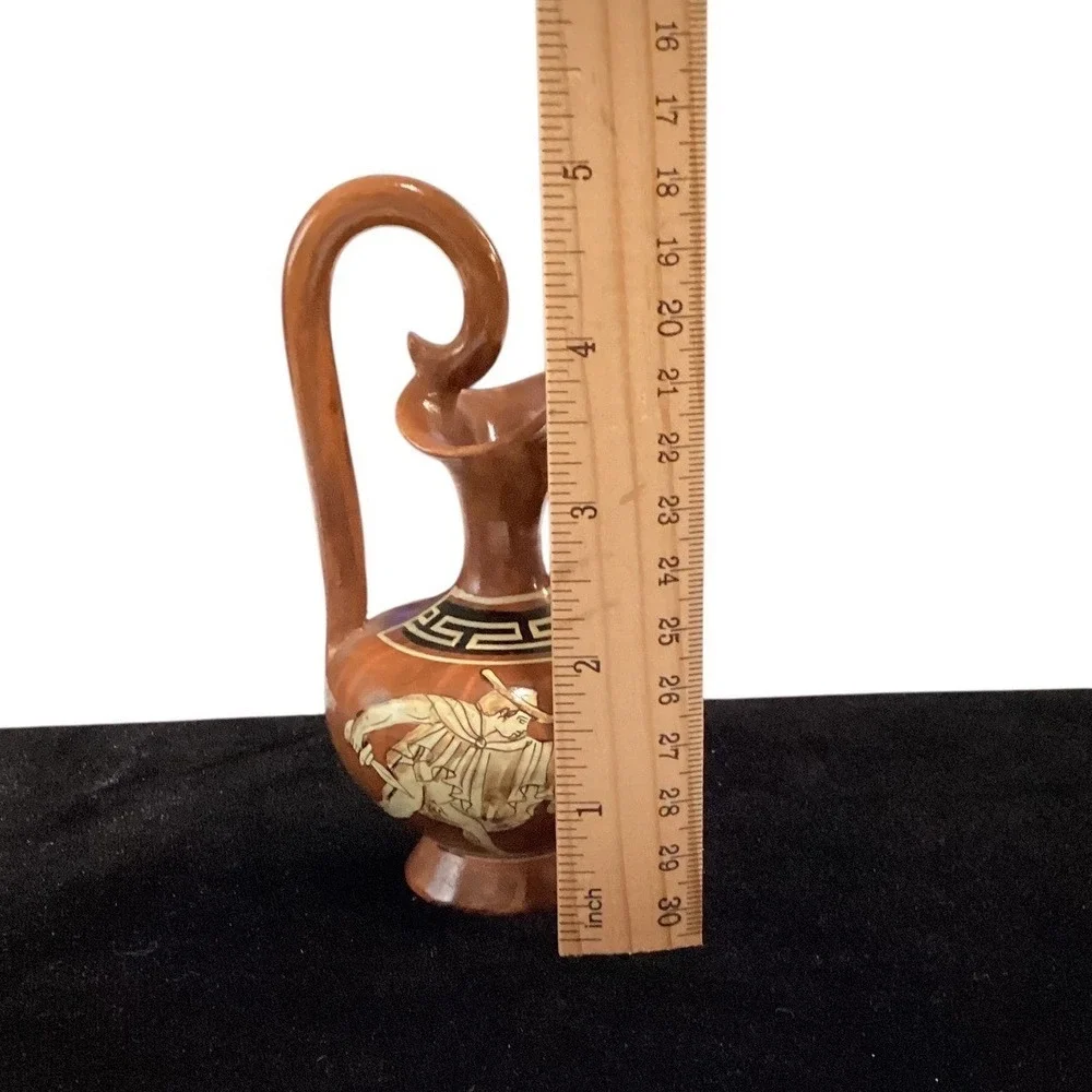 Vintage Zeus No 10 Greek Terracotta Pottery Hand Painted Pitcher Vase 5